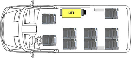 Ford Transit 150 SWB Paratransit Seating and Wheelchair Rider Options