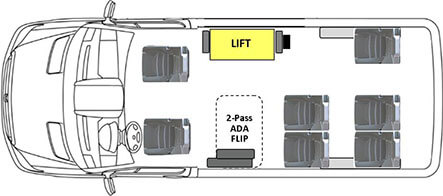 Ford Transit 150 SWB Paratransit Seating and Wheelchair Rider Options